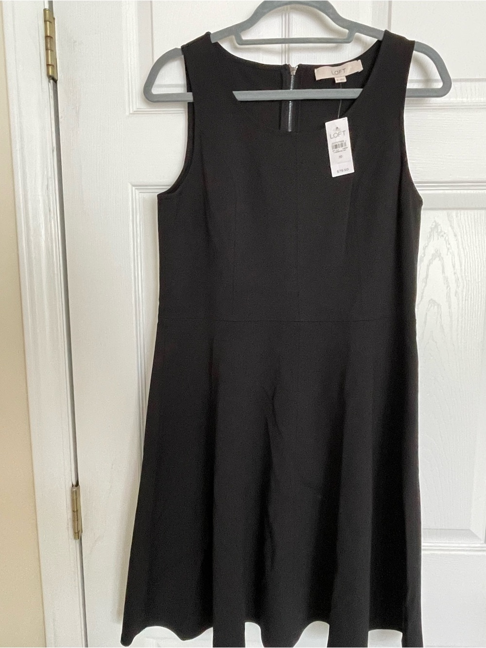 LOFT NWT  Black A-Line Mini Dress Scoop Neck Sleeveless, size 10